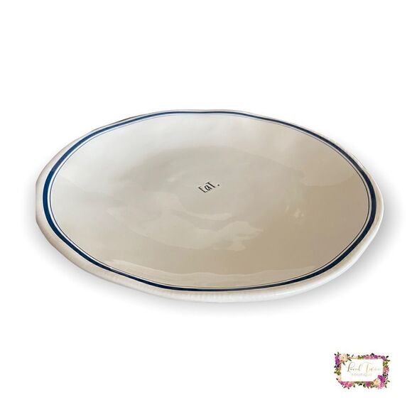 Rae Dunn “EaT” Navy Blue Line Trim Dinner Plate - Picture 2 of 7